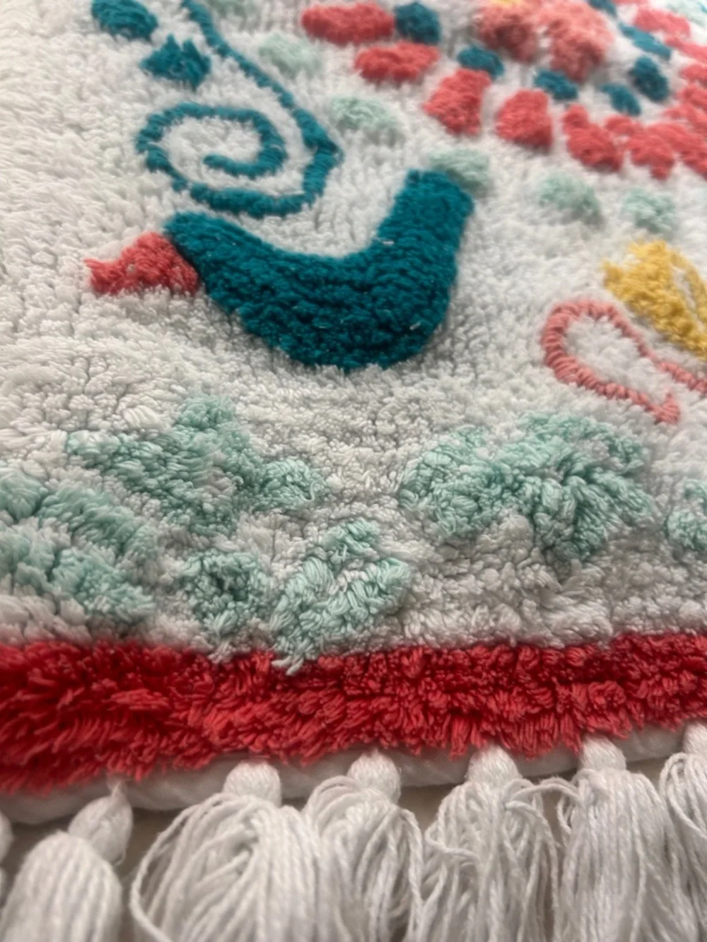 Colorful Floral Tufted Accent Rug - Coral, Teal & Yellow pioneer woman